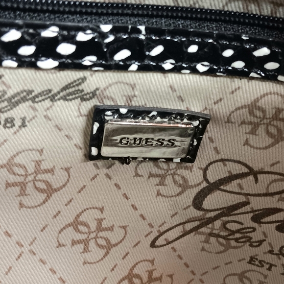 Guess Black-White Embossed Reptile Print Tote Bag - Picture 6 of 10